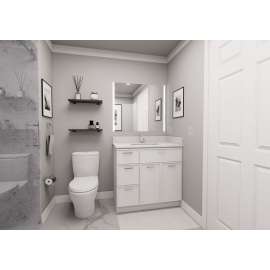 36-in x 21-in x 35-in Ready to Assemble Slim Shaker Vanity Combo Base Cabinet With Three Drawers on Left, White