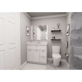 36-in x 21-in x 35-in Ready to Assemble Slim Shaker Vanity Combo Base Cabinet With Two Drawers on Right, White