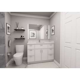 48-in x 21-in x 35-in Ready to Assemble Slim Shaker Vanity Combo Base Cabinet With Double Drawer Stack, White