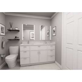 60-in x 21-in x 35-in Ready to Assemble Slim Shaker Vanity Combo Base Cabinet With Double Drawer Stack, White