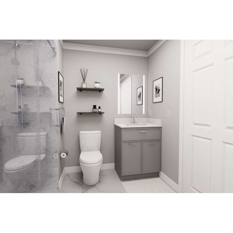 27-in x 21-in x 35-in Ready to Assemble Slim Shaker Double Door Single Drawer Front Vanity Sink Base Cabinet, Light Grey