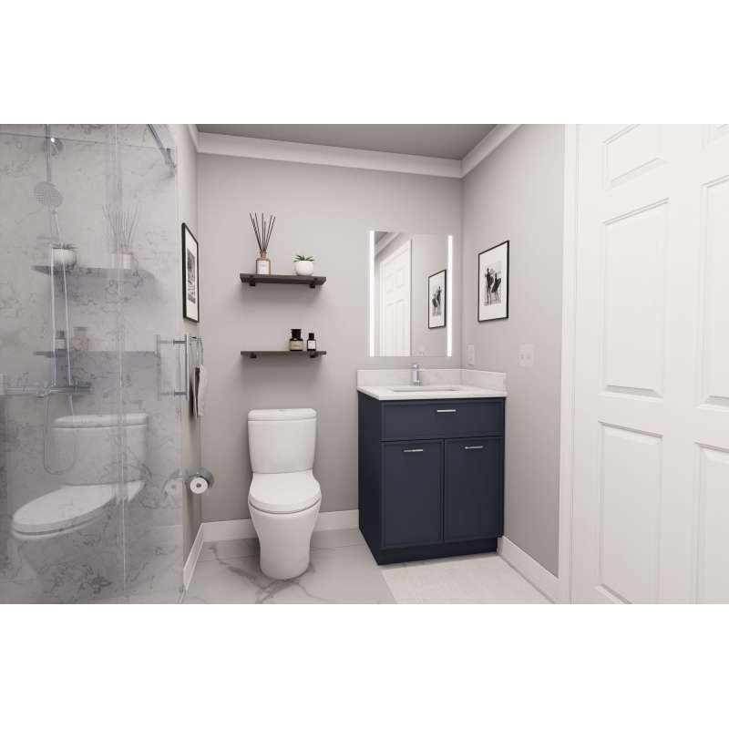 27-in x 21-in x 35-in Ready to Assemble Slim Shaker Double Door Single Drawer Front Vanity Sink Base Cabinet, Navy Blue