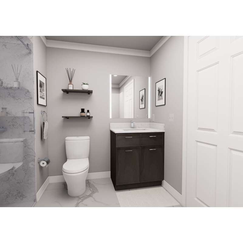 30-in x 21-in x 35-in Ready to Assemble Slim Shaker Double Door Double Drawer Front Vanity Sink Base Cabinet, Smokey Grey