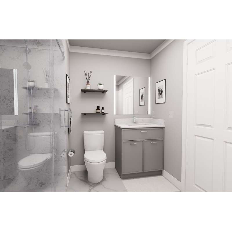 30-in x 21-in x 35-in Ready to Assemble Slim Shaker Double Door Single Drawer Front Vanity Sink Base Cabinet, Light Grey