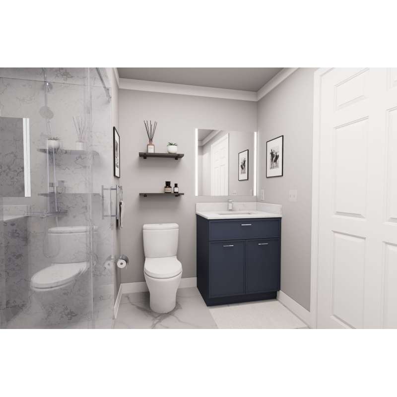 30-in x 21-in x 35-in Ready to Assemble Slim Shaker Double Door Single Drawer Front Vanity Sink Base Cabinet, Navy Blue