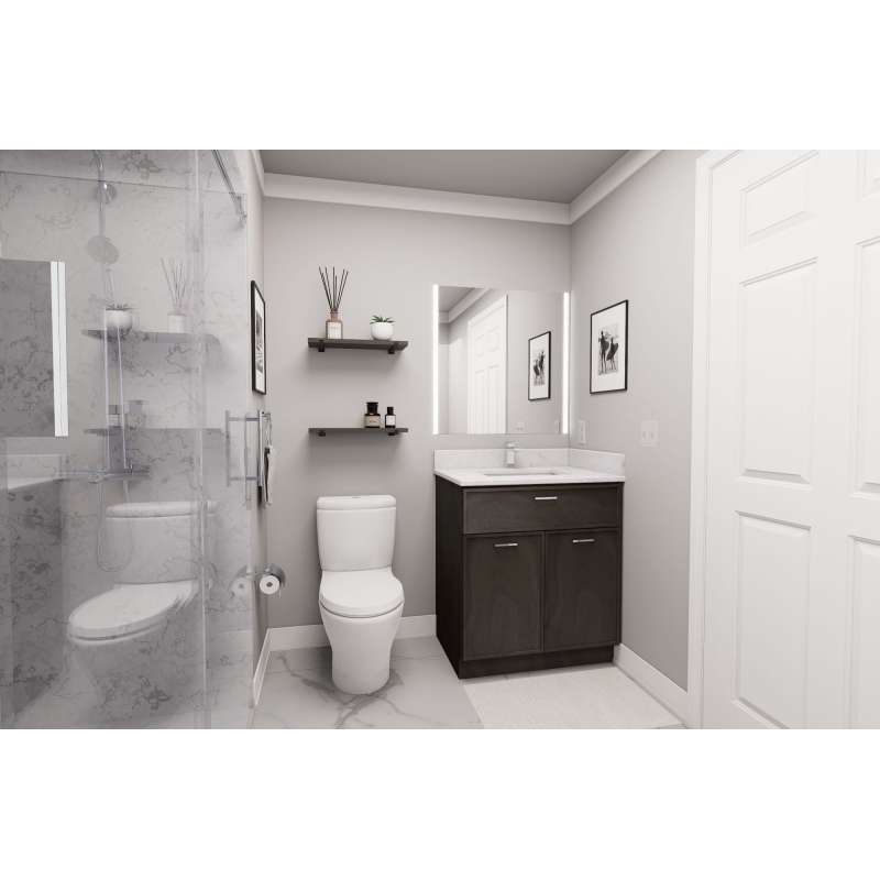 30-in x 21-in x 35-in Ready to Assemble Slim Shaker Double Door Single Drawer Front Vanity Sink Base Cabinet, Smokey Grey