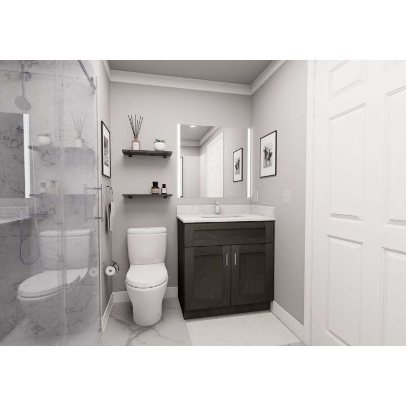 33-in x 21-in x 35-in Ready To Assemble Shaker Double Door Single Drawer Front Vanity Sink Base Cabinet, Smokey Grey