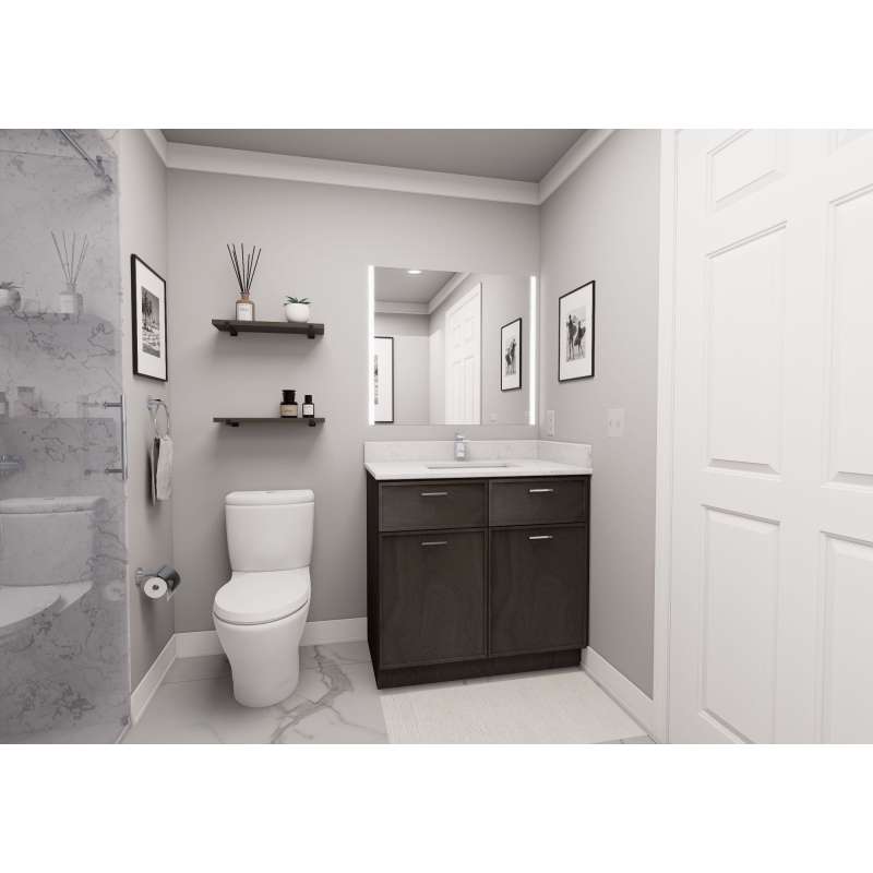 36-in x 21-in x 35-in Ready to Assemble Slim Shaker Double Door Double Drawer Front Vanity Sink Base Cabinet, Smokey Grey