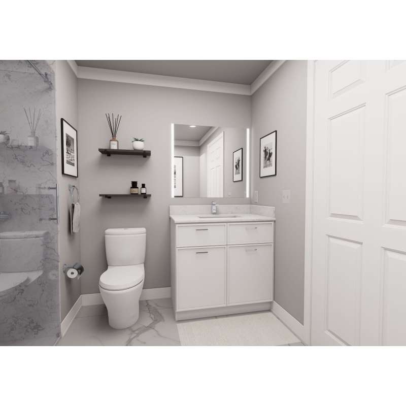 36-in x 21-in x 35-in Ready to Assemble Slim Shaker Double Door Double Drawer Front Vanity Sink Base Cabinet, White