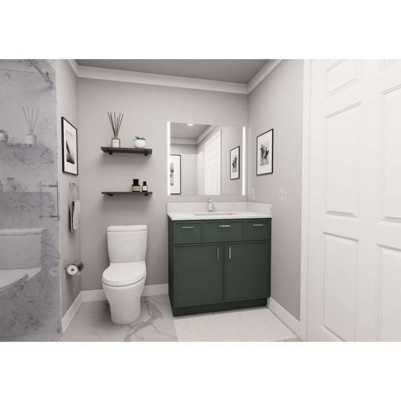 36-in x 21-in x 35-in Ready to Assemble Slim Shaker Vanity Combo Base Cabinet, Green