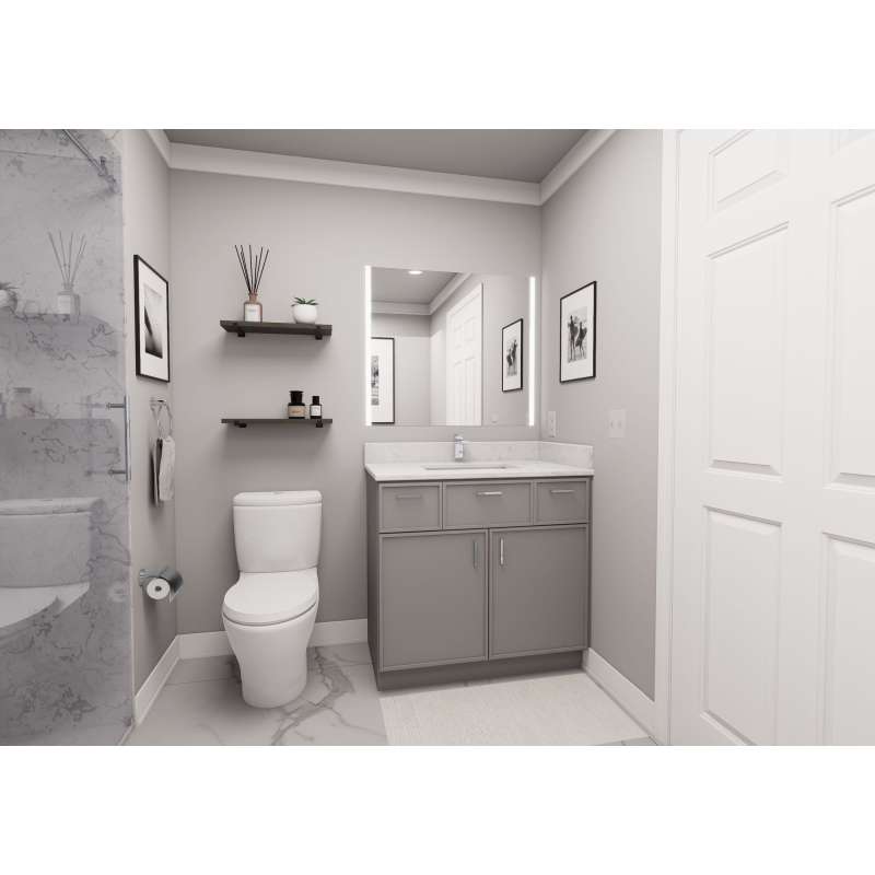 36-in x 21-in x 35-in Ready to Assemble Slim Shaker Vanity Combo Base Cabinet, Light Grey