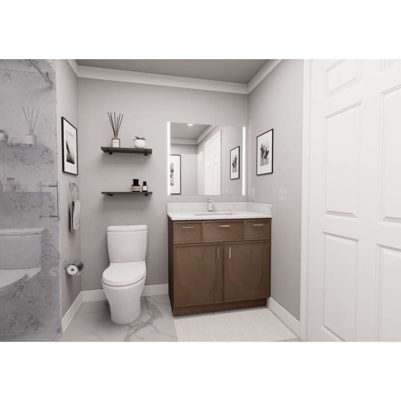 36-in x 21-in x 35-in Ready to Assemble Slim Shaker Vanity Combo Base Cabinet, Tan Wood