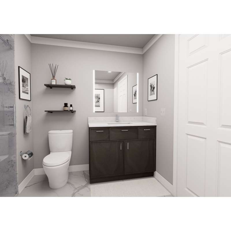 42-in x 21-in x 35-in Ready to Assemble Slim Shaker Vanity Combo Base Cabinet, Smokey Grey