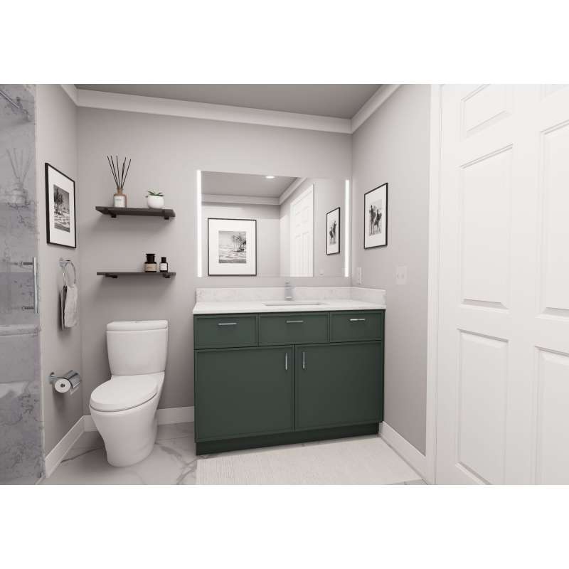 48-in x 21-in x 35-in Ready to Assemble Slim Shaker Vanity Combo Base Cabinet, Green