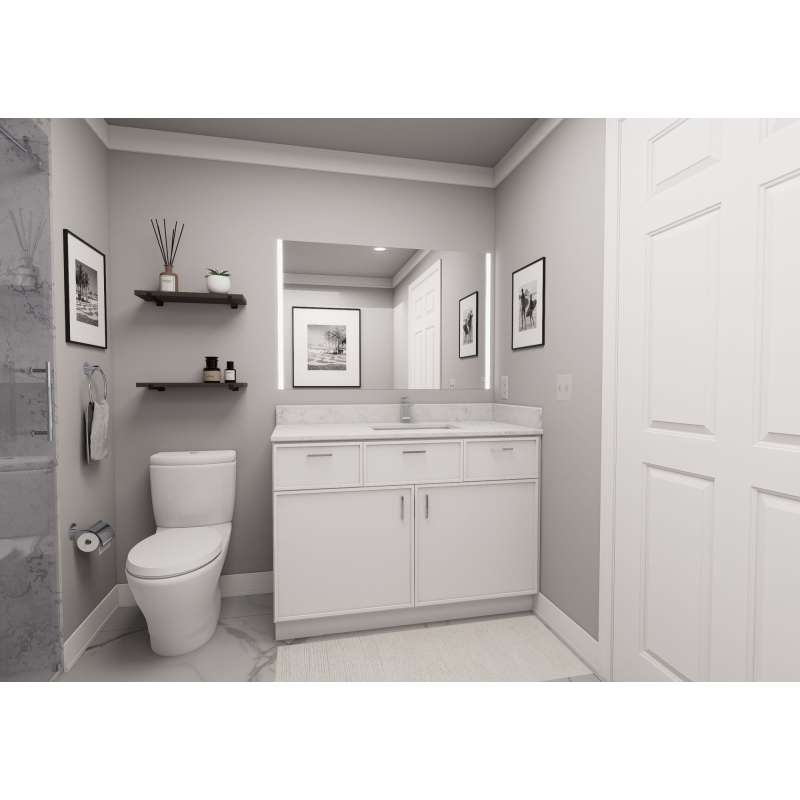 48-in x 21-in x 35-in Ready to Assemble Slim Shaker Vanity Combo Base Cabinet, White