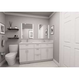 60-in x 21-in x 35-in Ready to Assemble Slim Shaker Vanity Combo Base Cabinet With Center Drawer Stack, White