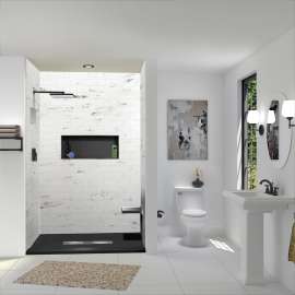 FZST6036C-09 Trimslate 60-in x 36-in Shower Base with Adjustable Single Threshold and Center Drain, Black