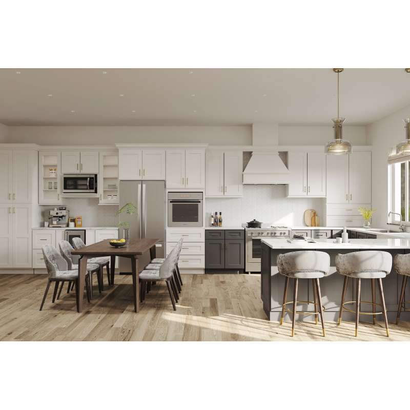 36-in x 24-in x 35-in Ready To Assemble Shaker Two Drawer Base Cabinet, Smokey Grey, 2DB36-RTA-FR01-SG