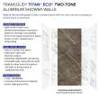 Transolid TWKE603696-SKI80HBKI82H Titan Eco 60-in x 36-in x 96-in 3-Piece Shower Wall Kit, Summit Gold/Sahara (Honed)