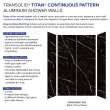 Transolid TWK603696C-KI03G Titan 60-in x 36-in x 96-in 4-Piece Shower Wall Kit, Black Caruso (Glossy)