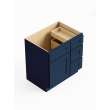 30-in x 21-in x 35-in Ready To Assemble Shaker Vanity Combo Base Cabinet With Three Drawers on Right, Navy Blue