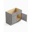 36-in x 21-in x 35-in Ready to Assemble Slim Shaker Double Door Double Drawer Front Vanity Sink Base Cabinet, Light Grey