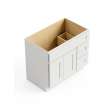 36-in x 18-in x 31-in Ready To Assemble Shaker Double Door with Two Right-Side Drawers Vanity Base Cabinet, White