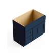 36-in x 21-in x 35-in Ready to Assemble Shaker Vanity Combo Base Cabinet With Two Drawers on Left, Navy Blue