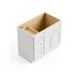 36-in x 21-in x 35-in Ready To Assemble Shaker Vanity Combo Base Cabinet With Three Drawers on Left, White