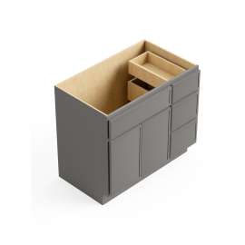 36-in x 21-in x 35-in Ready to Assemble Slim Shaker Vanity Combo Base Cabinet With Three Drawers on Right, Light Grey