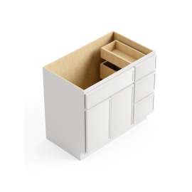 36-in x 21-in x 35-in Ready to Assemble Slim Shaker Vanity Combo Base Cabinet With Three Drawers on Right, White