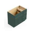 36-in x 21-in x 35-in Ready To Assemble Shaker Vanity Combo Base Cabinet With Three Drawers on Right, Green
