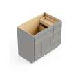 36-in x 21-in x 35-in Ready To Assemble Shaker Vanity Combo Base Cabinet With Three Drawers on Right, Light Grey
