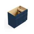 36-in x 21-in x 35-in Ready To Assemble Shaker Vanity Combo Base Cabinet With Three Drawers on Right, Navy Blue