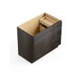 36-in x 21-in x 35-in Ready To Assemble Shaker Vanity Combo Base Cabinet With Three Drawers on Right, Smokey Grey