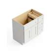 36-in x 21-in x 35-in Ready To Assemble Shaker Vanity Combo Base Cabinet With Three Drawers on Right, White