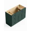 60-in x 21-in x 35-in Ready to Assemble Shaker Vanity Combo Base Cabinet With Double Drawer Stack, Green