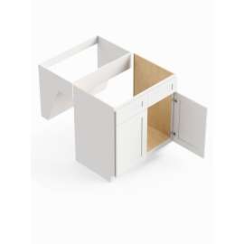 30-in x 21-in x 33-in Ready to Assemble Shaker Double Door Double Drawer Front ADA Vanity Sink Base Cabinet, White
