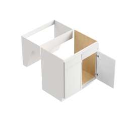 36-in x 21-in x 33-in Ready to Assemble Slim Shaker Double Door Double Drawer Front ADA Vanity Sink Base Cabinet, White
