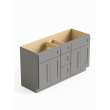 60-in x 21-in x 35-in Ready To Assemble Shaker Vanity Combo Base Cabinet With Center Drawer Stack, Light Grey