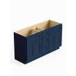 60-in x 21-in x 35-in Ready To Assemble Shaker Vanity Combo Base Cabinet With Center Drawer Stack, Navy Blue