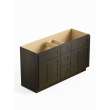 60-in x 21-in x 35-in Ready To Assemble Shaker Vanity Combo Base Cabinet With Center Drawer Stack, Smokey Grey