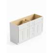 60-in x 21-in x 35-in Ready To Assemble Shaker Vanity Combo Base Cabinet With Center Drawer Stack, White
