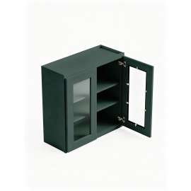 27 in. x 36 in. Ready to Assemble Wall Cabinet with Double Remington Frame Clear Glass Doors, Green, W2736GD-RTA-FR01-GR-C