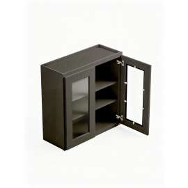 27 in. x 36 in. Ready to Assemble Wall Cabinet with Double Remington Frame Clear Glass Doors, Smokey Grey, W2736GD-RTA-FR01-SG-C