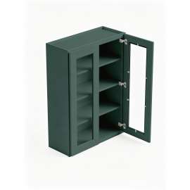 33 in. x 42 in. Ready to Assemble Wall Cabinet with Double Remington Frame Clear Glass Doors, Green, W3342GD-RTA-FR01-GR-C