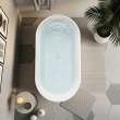 Maris 59 in. Freestanding Deep Soaking Bathtub | 31 in. Wide Acrylic Flatbottom | Center Drain | Bath Pillow Included | 23 in. Confirmed Soak Depth | Gloss White | K-AFTM5931-G31