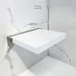 Preston flip-up fold-down padded shower seat in white and brushed stainless, 14 in. W x 13.75 in. D, by Transolid, PPS1414UP-01BS