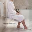 Preston flip-up fold-down padded shower seat in white and brushed stainless, 14 in. W x 13.75 in. D, by Transolid, PPS1414UP-01BS