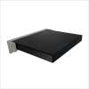 Preston flip-up fold-down padded shower seat in black and brushed stainless, 14 in. W x 13.75 in. D, by Transolid, PPS1414UP-09BS